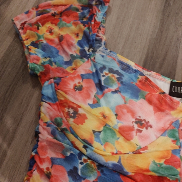 Current mood floral ruched button down mini dress size XXL - Picture 4 of 10